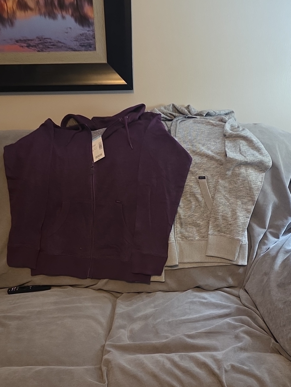 Men's Lightweight Zip Hoodie Jackets - Purple & Grey (2)